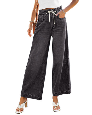 GRAPENT Wide Leg Jeans for Women Stretch High Wasited Elastic Waist Bell Bottom Baggy Y2K Pants