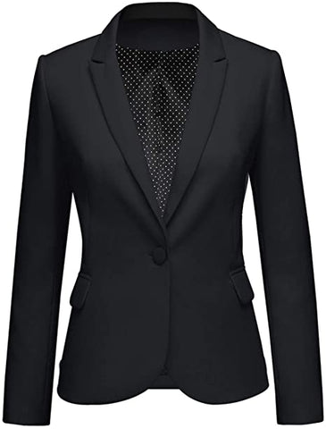 GRAPENT Women's Business Casual Pocket Work Office Blazer Back Slit Jacket Suit