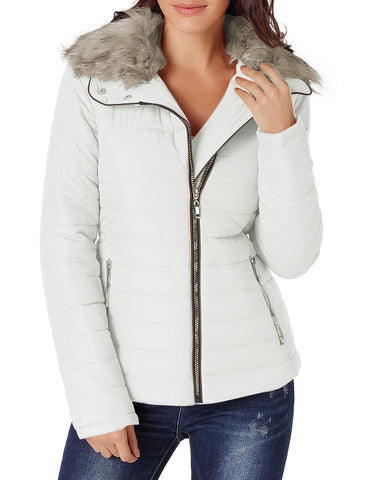 GRAPENT Women's Casual Winter Zip Up Pocket Quilted Jacket Puffer Coat Outerwear