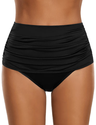 GRAPENT Women's High Waisted Swim Bottom Ruched Bikini Tankini Bottoms Tummy Control Swimsuit Briefs