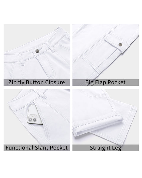 GRAPENT Womens Cargo Pants Casual High Waisted Baggy Stretch Straight Leg Trousers Western Outfit Y2K Pants with Pockets