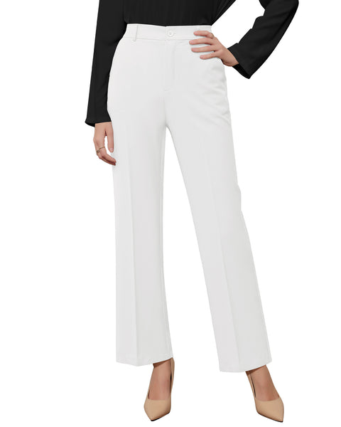 GRAPENT Pants for Women Work High Waisted Dress Pants Business Casual Relaxed Fit Straight Leg Elastic Waist Trousers
