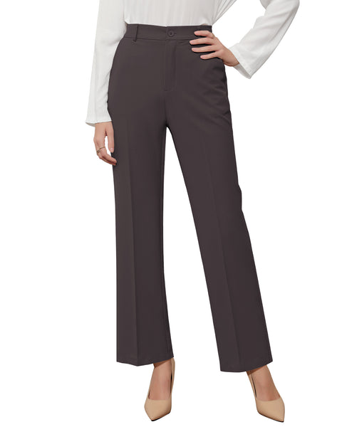 GRAPENT Pants for Women Work High Waisted Dress Pants Business Casual Relaxed Fit Straight Leg Elastic Waist Trousers