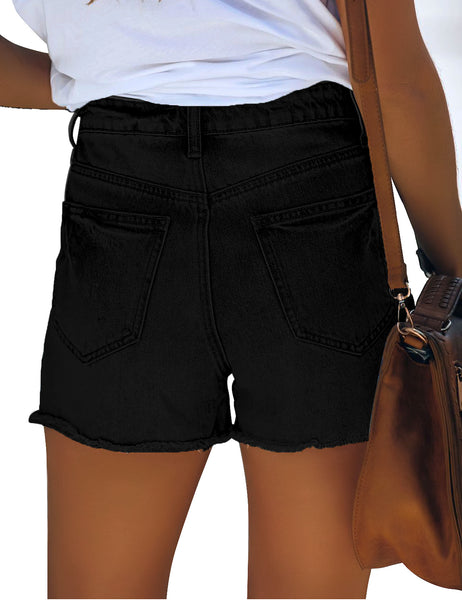 GRAPENT Women's High Waisted Ripped Stretchy Denim Hot Short Summer Jean Shorts