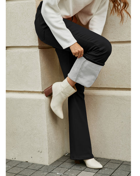 GRAPENT Bootcut Jeans for Women High Waist Stretchy Fleece Lined Pants Flare Jeans Denim Thermal Pants Winter Clothes