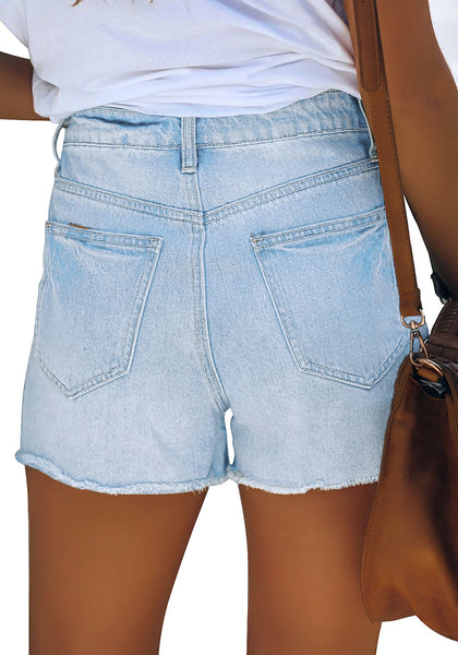 GRAPENT Women's High Waisted Ripped Stretchy Denim Hot Short Summer Jean Shorts