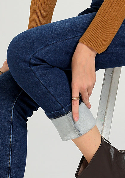 GRAPENT Jeans for Women High Waisted Pull On Fleece Lined Leggings Stretchy Denim Skinny Jeggings Thermal Winter Pants