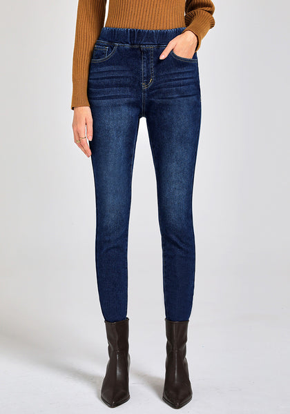 GRAPENT Jeans for Women High Waisted Pull On Fleece Lined Leggings Stretchy Denim Skinny Jeggings Thermal Winter Pants