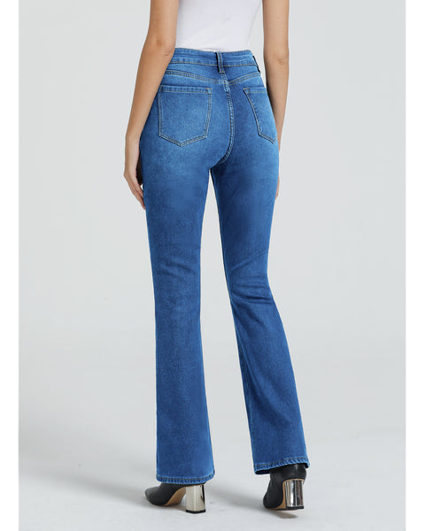 GRAPENT Bootcut Jeans for Women High Waist Stretchy Fleece Lined Pants Flare Jeans Denim Thermal Pants Winter Clothes