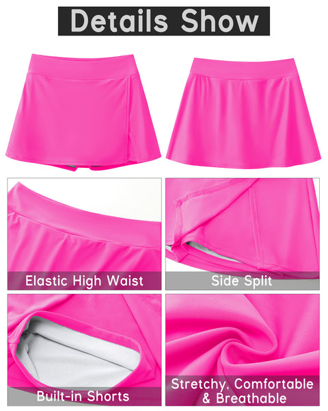 GRAPENT Swim Skirt Bottoms for Women High Waisted Bikini Swimsuit Bottom Side Split Bathing Suit Skirts with Boyshorts