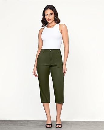 Grapent Women's Capri Straight Lounge Pants Outdoor Breathable Cotton Durable Regular Cropped Trousers