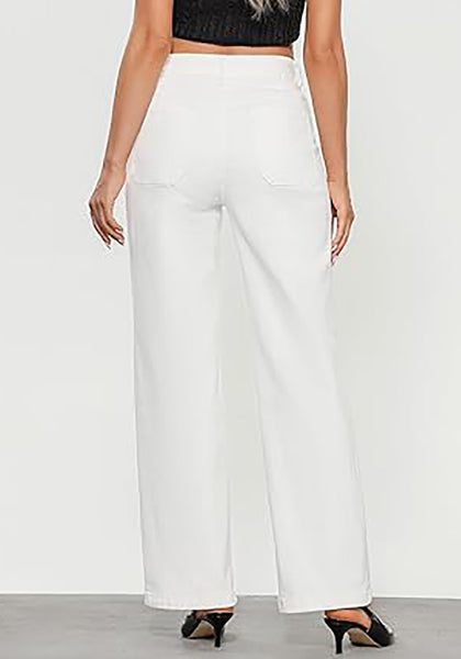 GRAPENT Jeans for Women High Waisted Straight Leg Jeans Stretchy Trendy Wide Leg Denim Pants Jean Trousers Patch Pockets