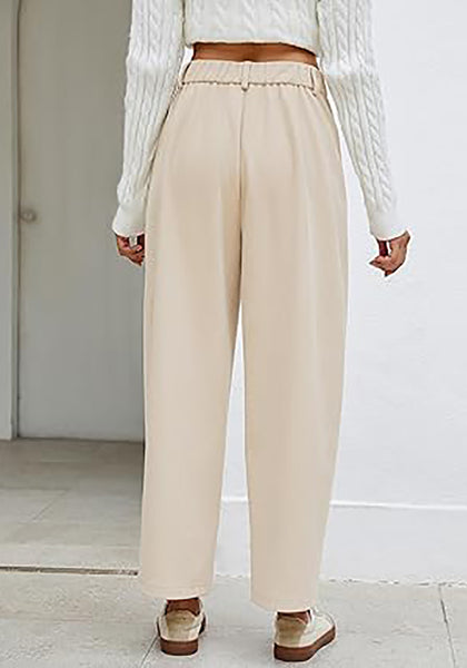 GRAPENT Barrel Pants for Women High Waisted Corduroy Elastic Waist Trendy Loose Casual Fall Trousers Pants with Pockets