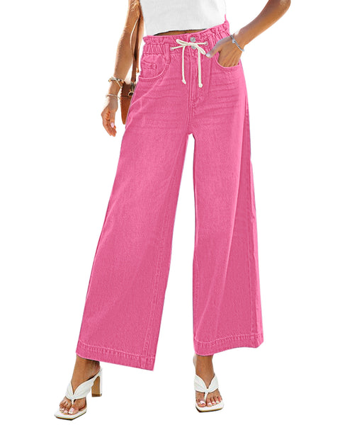 GRAPENT Wide Leg Jeans for Women Stretch High Wasited Elastic Waist Bell Bottom Baggy Y2K Pants