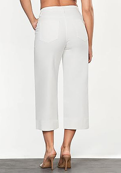 GRAPENT Capri Jeans for Women High Waisted Wide Leg Trendy Strechy Loose Straight Cropped Denim Jeans Pants with Pockets