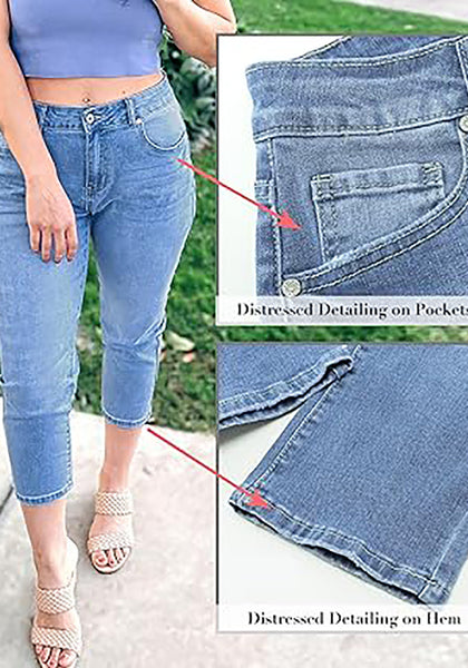 GRAPENT Capris Jeans for Women High Waisted Skinny Stretchy Denim Capri Pants Casual Cropped Jeggings Trousers