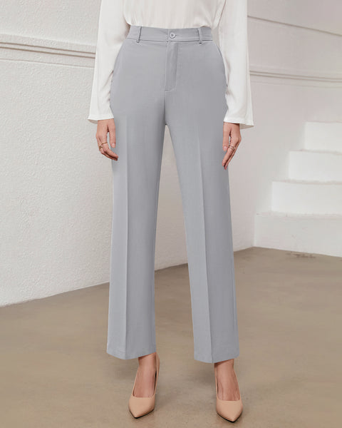GRAPENT Pants for Women Work High Waisted Dress Pants Business Casual Relaxed Fit Straight Leg Elastic Waist Trousers