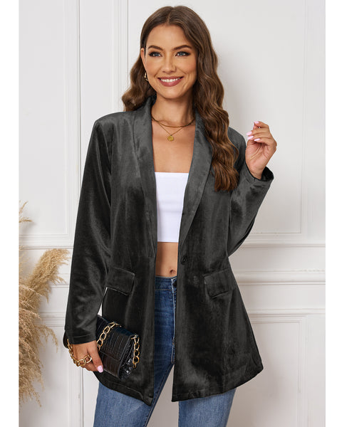 GRAPENT Velvet Blazers Jackets for Women Business Casual Oversized Long Suit Jacket Dressy Cardigan Blazer Work Office