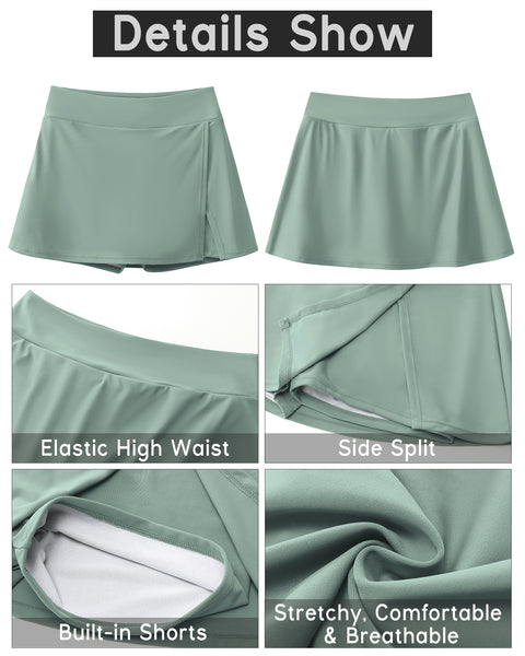 GRAPENT Swim Skirt Bottoms for Women High Waisted Bikini Swimsuit Bottom Side Split Bathing Suit Skirts with Boyshorts
