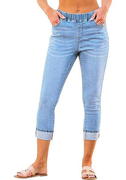 GRAPENT Pull On Jeans for Women High Waisted Skinny Capri Pants Trendy Stretch Denim Cropped Jeans Crop Jeggings Capris