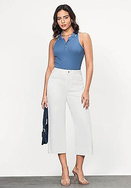 GRAPENT Capri Jeans for Women High Waisted Wide Leg Trendy Strechy Loose Straight Cropped Denim Jeans Pants with Pockets