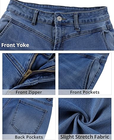 Grapent Women's Cowboy Jean Wide Leg Ankle Vintage Denim Pant Sculpting