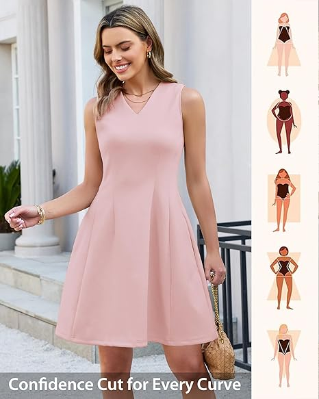 GRAPENT Summer Dresses for Women Elegant Classy Spring A Line Business Casual Work Graduation Cocktail Short Dress 2026