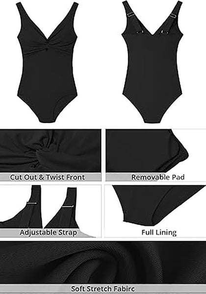 GRAPENT StrapCore One Piece Swimsuit Women Padded Twist Knot Cut Out Adjustable Straps Bathing Suits Beach Modest Swimming Suits