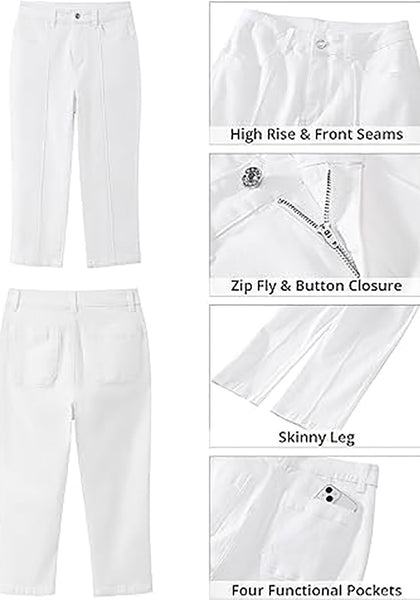 GRAPENT Women's Sculpting Denim Capri Skinny Jean Slim Stretch