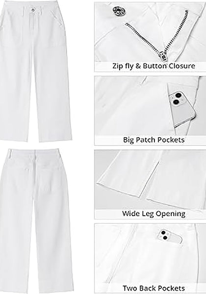 GRAPENT Capri Jeans for Women High Waisted Wide Leg Trendy Strechy Loose Straight Cropped Denim Jeans Pants with Pockets