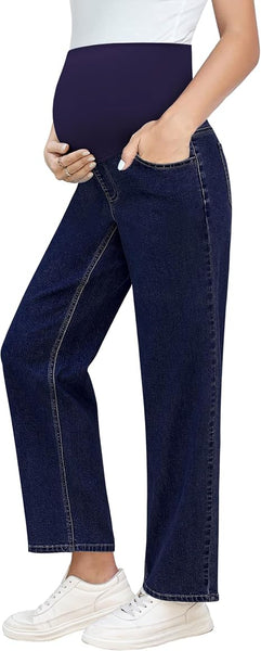 Grapent Women's Patchwork Low Rise Jean Denim 5-pocket Mom Pant Maternity