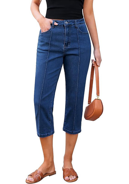 GRAPENT Women's Sculpting Denim Capri Skinny Jean Slim Stretch