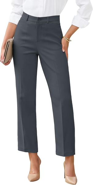 GRAPENT Womens Dress Pants Business Casual Ankle Straight Leg Trousers Elastic Waist Office Work Pants with Pockets