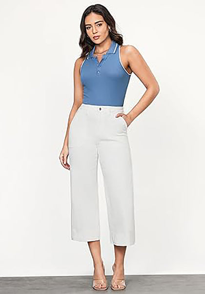 GRAPENT Capri Jeans for Women High Waisted Wide Leg Trendy Strechy Loose Straight Cropped Denim Jeans Pants with Pockets