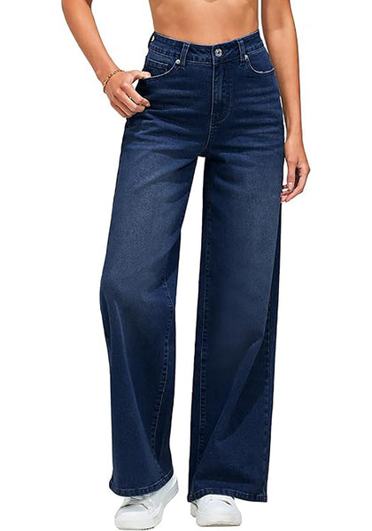 GRAPENT Wide Leg Jeans for Women Trendy High Waisted Stretchy Denim Pants 90s Baggy Jeans Trouser Jeans with Pockets