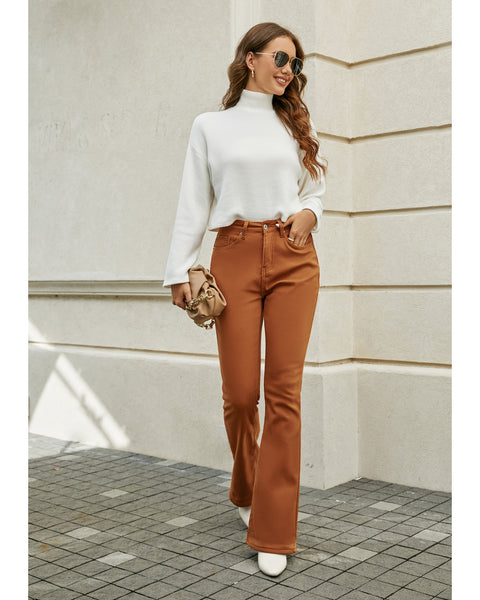 GRAPENT Bootcut Jeans for Women High Waist Stretchy Fleece Lined Pants Flare Jeans Denim Thermal Pants Winter Clothes