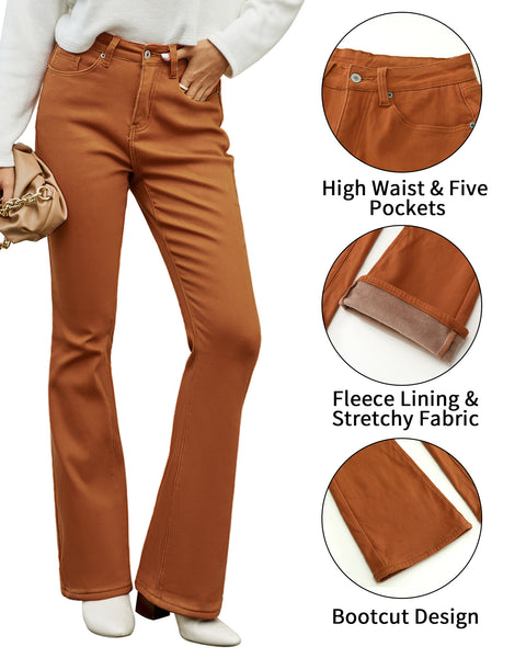 GRAPENT Bootcut Jeans for Women High Waist Stretchy Fleece Lined Pants Flare Jeans Denim Thermal Pants Winter Clothes