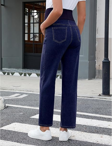 Grapent Women's Patchwork Low Rise Jean Denim 5-pocket Mom Pant Maternity