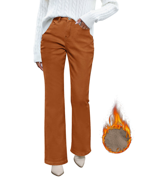 GRAPENT Bootcut Jeans for Women High Waist Stretchy Fleece Lined Pants Flare Jeans Denim Thermal Pants Winter Clothes