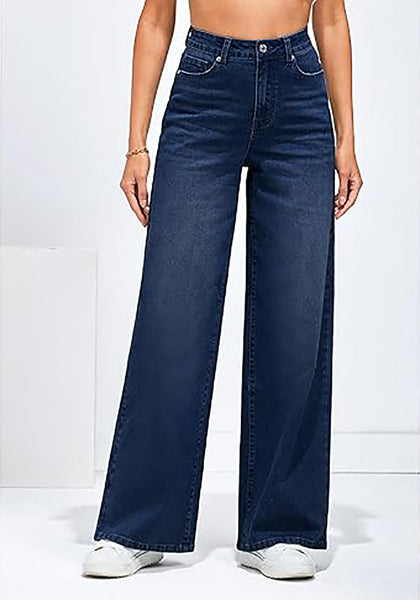 GRAPENT Wide Leg Jeans for Women Trendy High Waisted Stretchy Denim Pants 90s Baggy Jeans Trouser Jeans with Pockets