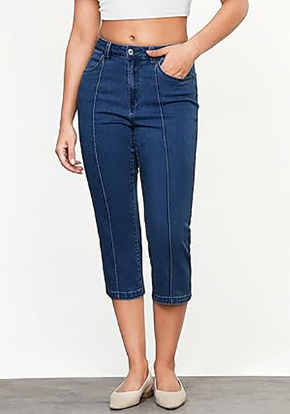 GRAPENT Women's Sculpting Denim Capri Skinny Jean Slim Stretch