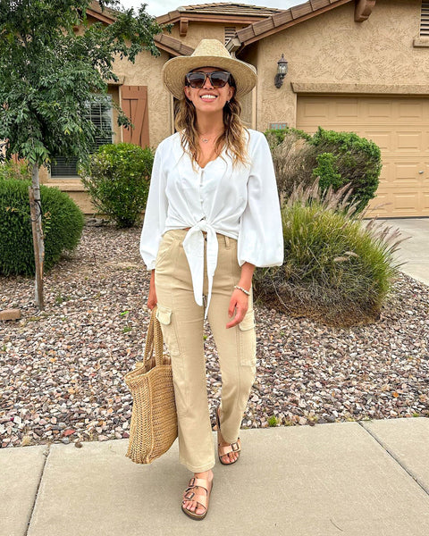 GRAPENT Womens Cargo Pants Casual High Waisted Baggy Stretch Straight Leg Trousers Western Outfit Y2K Pants with Pockets