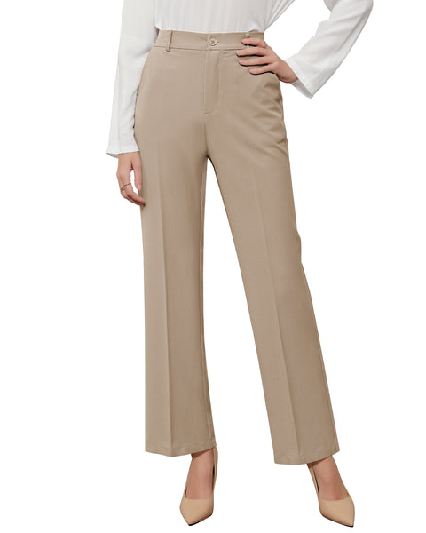 GRAPENT Pants for Women Work High Waisted Dress Pants Business Casual Relaxed Fit Straight Leg Elastic Waist Trousers