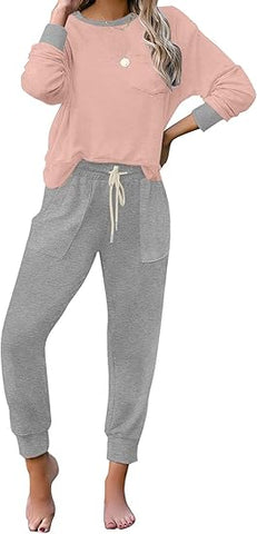 GRAPENT  Tie Dye Women's Pajama Set Long Sleeve Top and Jogger Pants Soft Comfy Loungewear for Sleep and Leisure