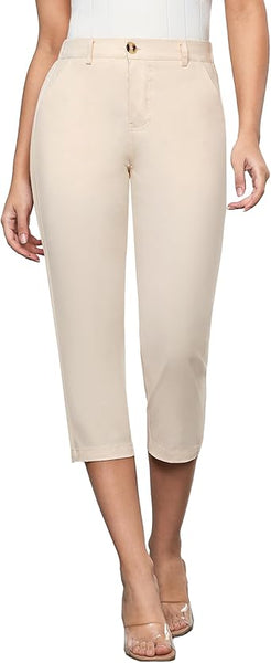 Grapent Women's Capri Straight Lounge Pants Outdoor Breathable Cotton Durable Regular Cropped Trousers