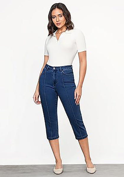 GRAPENT Women's Sculpting Denim Capri Skinny Jean Slim Stretch