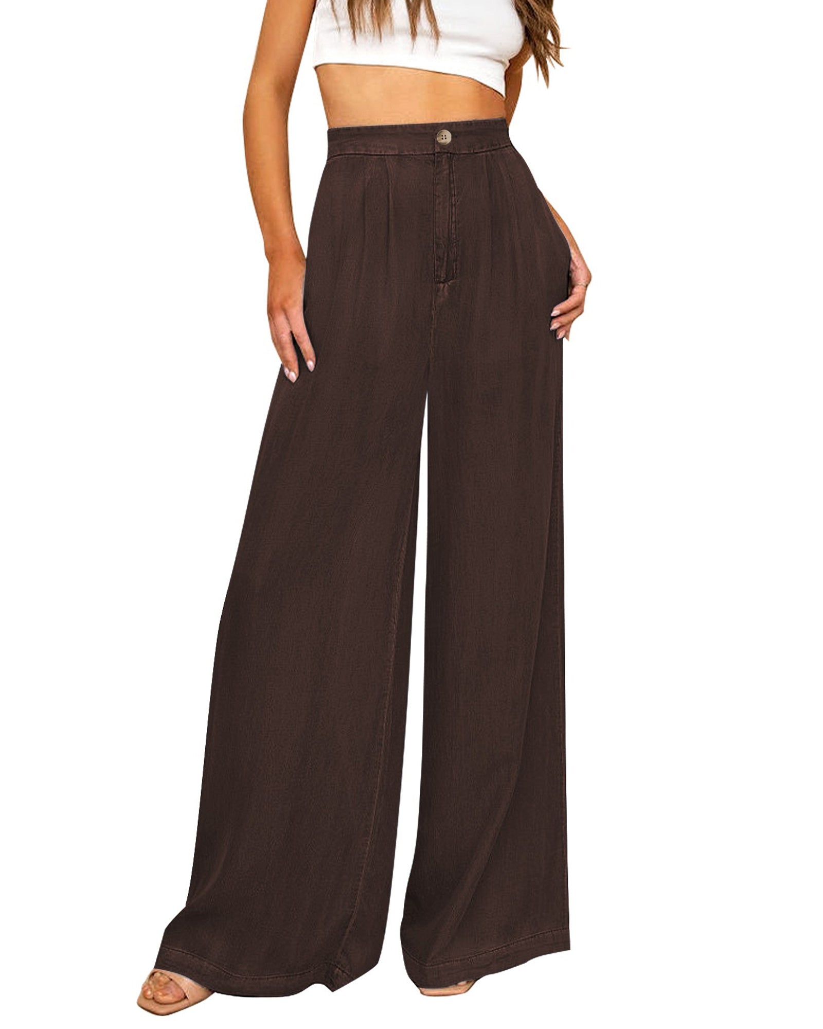 2023 New Arrival Women's Wide Leg High Waisted Cropped Trousers