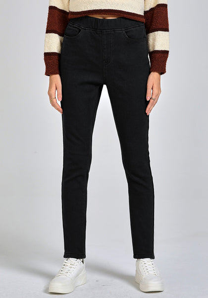 GRAPENT Jeans for Women High Waisted Pull On Fleece Lined Leggings Stretchy Denim Skinny Jeggings Thermal Winter Pants