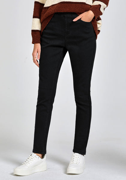 GRAPENT Jeans for Women High Waisted Pull On Fleece Lined Leggings Stretchy Denim Skinny Jeggings Thermal Winter Pants