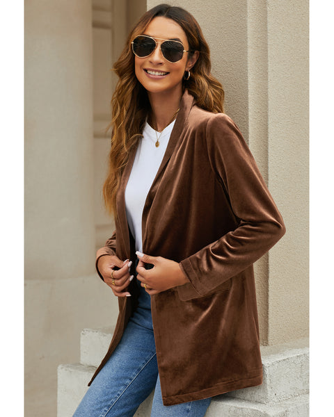 GRAPENT Velvet Blazers Jackets for Women Business Casual Oversized Long Suit Jacket Dressy Cardigan Blazer Work Office